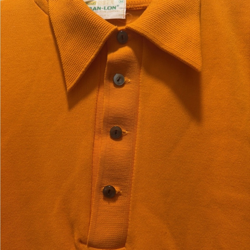 Grants Menswear Ban-Lon Vintage 60s-70s Vibrant Orange Polo Shirt 100% Nylon EUC - Picture 3 of 6